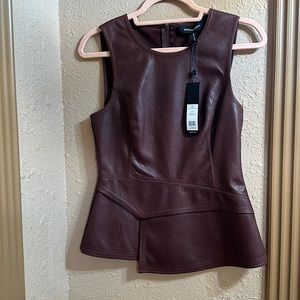 BCBGMAXAZRIA faux leather peplum